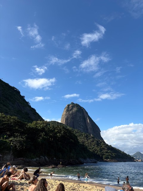 Beachgoers beneath Sugarloaf Mountain from Max Nicholson's archive