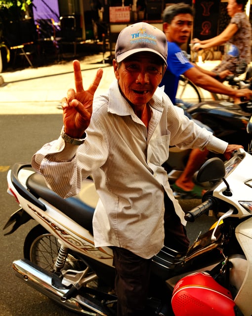 Peace sign on a scooter from Max Nicholson's archive