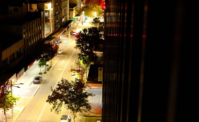 Street and tree at night from Max Nicholson's archive