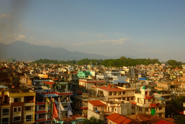 Sunlit Kathmandu cityscape from Max Nicholson's archive